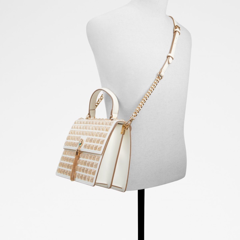 Bolso Grandsnake Con Asa Superior Moda Aldo Blanco