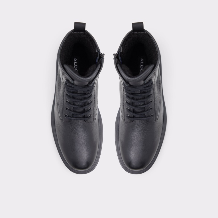 Botines Graveldiver De Moda De Cuero Negro Liso De Aldo