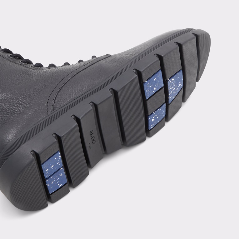 Botines Graveldiver De Moda De Cuero Negro Liso De Aldo