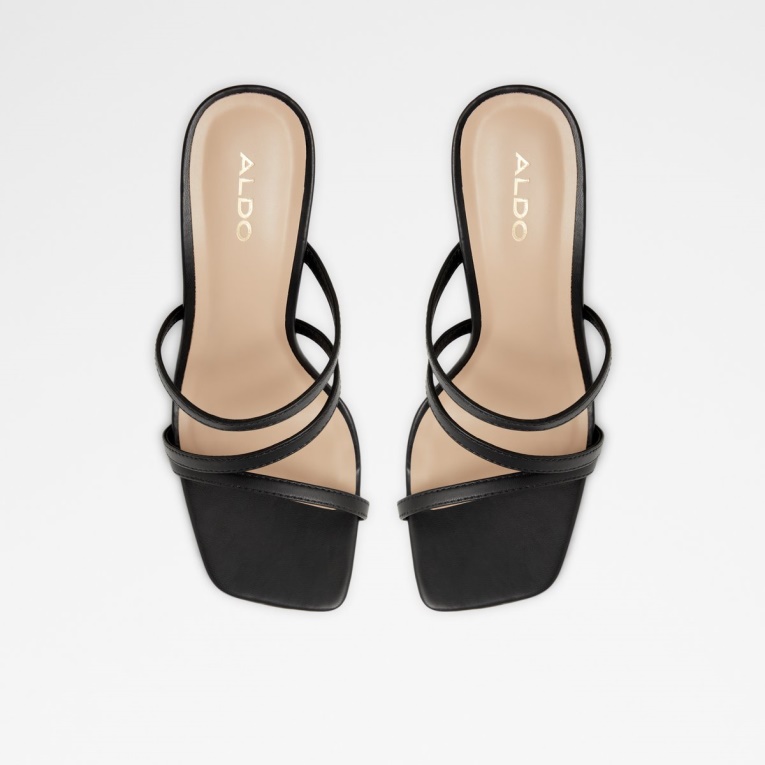 Mules Negros De Moda Con Tacón De Aldo Hugar