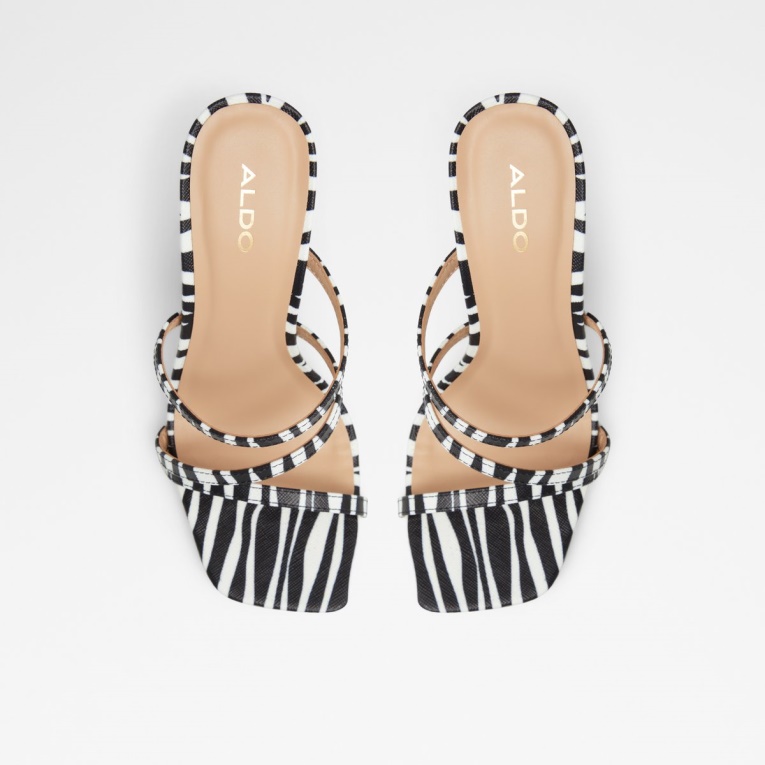 Mule Con Tacón Hugar En Blanco Y Negro De Aldo Fashion