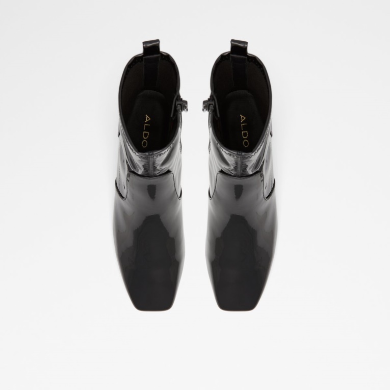 Negro Charol Sintético Moda Aldo Ibiraswen Botín Tacón Bloque