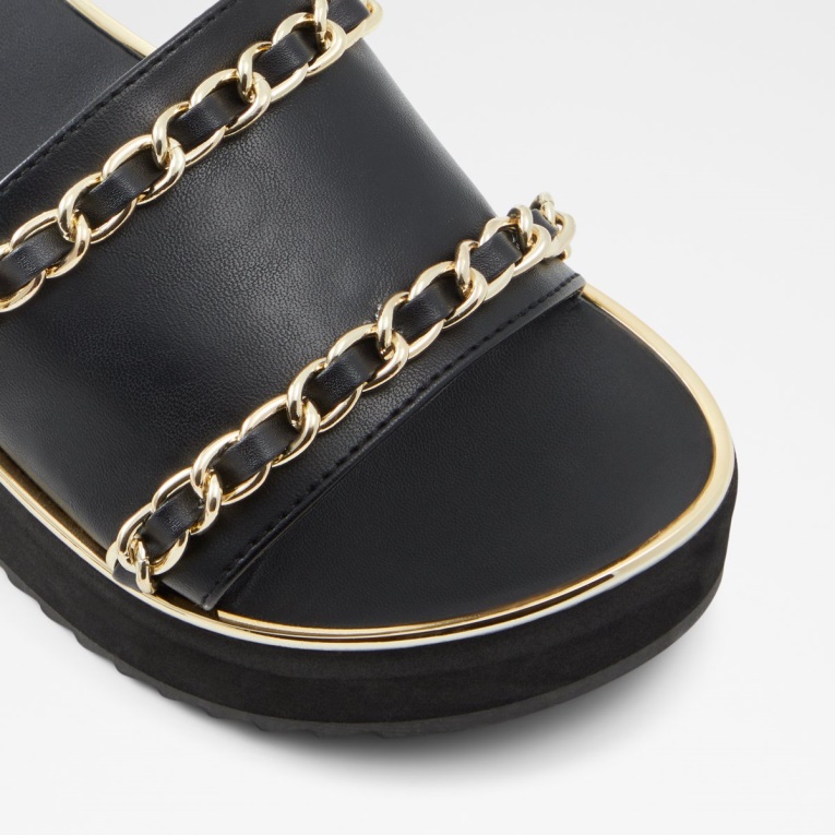 Negro Moda Aldo Kaerratlan Slide Sandalia Cuña Tacón