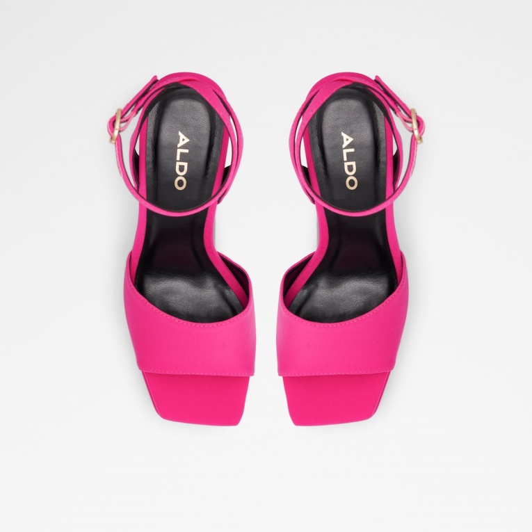 Sandalia De Tacón Coreana Tacón De Aguja Moda Aldo Rosa Brillante