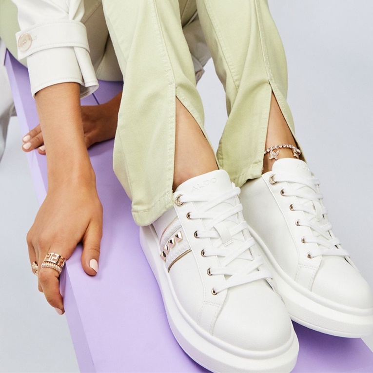 Aldo Moda Nueva Llegada Larou Low Top Sneakers Plataforma Blanco
