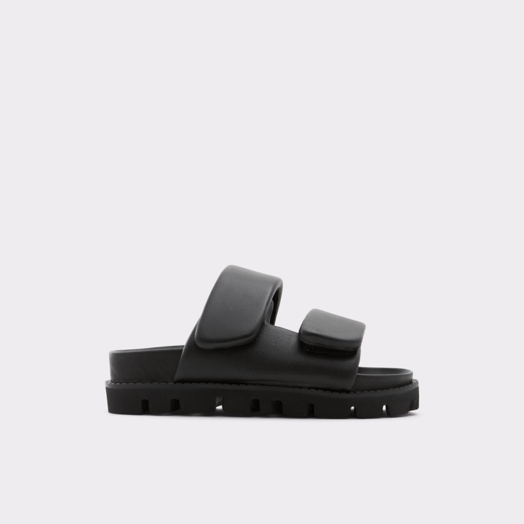 Sandalia Negra Con Plataforma Plana Lilo De Moda De Aldo