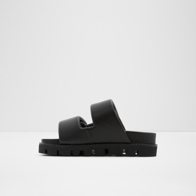 Sandalia Negra Con Plataforma Plana Lilo De Moda De Aldo