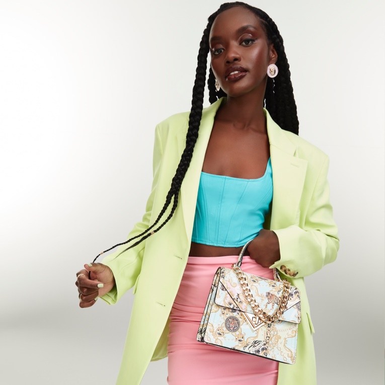 Aldo Agotado Bolso Luxsavane Con Asa Superior Multicolor Pastel Moda