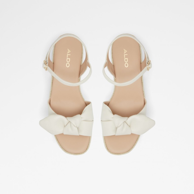 Moda Aldo Blanco Macrama Cuña Sandalia Tacón De Cuña