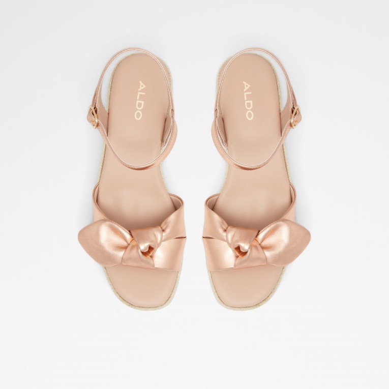 Sandalia Con Cuña De Macrama Tacón De Cuña Moda Oro Rosa Aldo