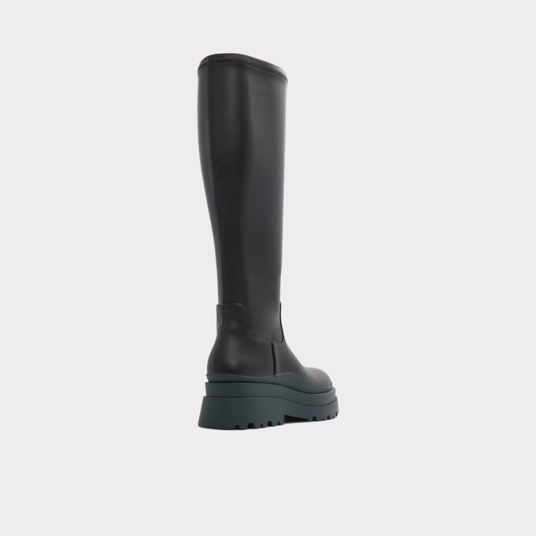Moda Negro Sintético Liso Aldo Recién Llegado Majorr Botas Hasta La Rodilla Suela Dentada