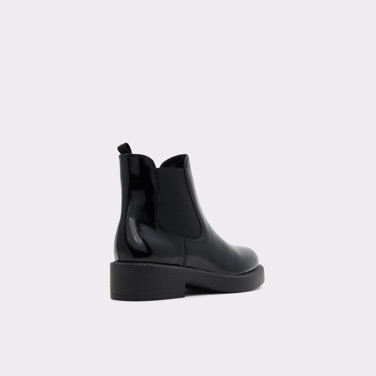 Nueva Llegada Mayo Bota Chelsea Suela Dentada Cuero Negro Brillante Aldo Moda