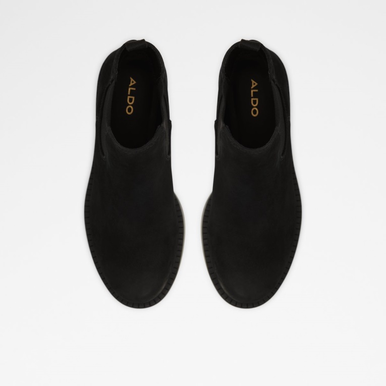 Aldo Recién Llegado Mayo Botín Chelsea Suela Dentada Negro Cuero Nubuck Moda
