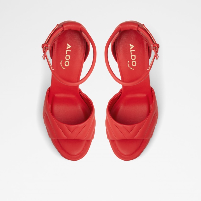Sandalias De Tacón Con Correa En El Tobillo De Aldo Milena Plateforme Rojo