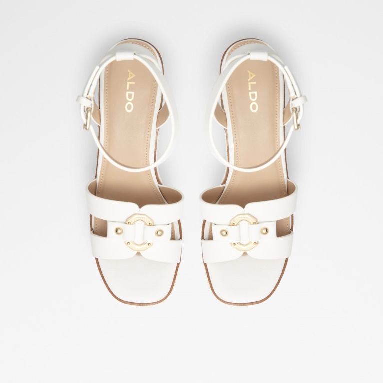 Sandalia De Cuña Onan Tacón De Cuña Blanco Moda Aldo