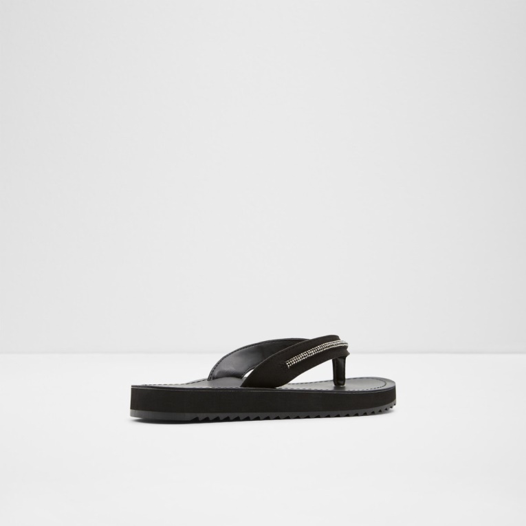 Negro Moda Aldo Polo Flip Flop Tacón De Cuña
