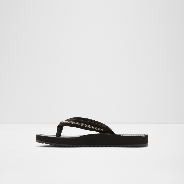 Negro Moda Aldo Polo Flip Flop Tacón De Cuña