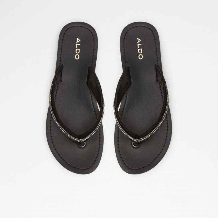 Negro Moda Aldo Polo Flip Flop Tacón De Cuña