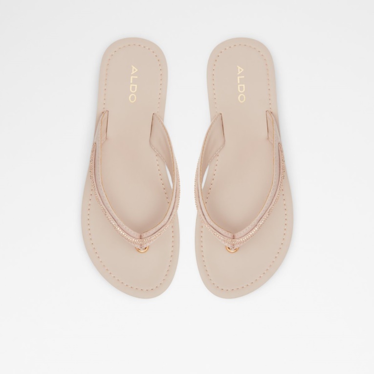 Chanclas De Polo Aldo En Dorado Rosa Con Tacón De Cuña