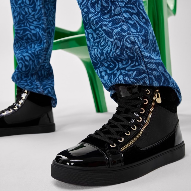 Popstar Zapatilla Alta Suela De Copa Moda Aldo Negro Terciopelo Sintético