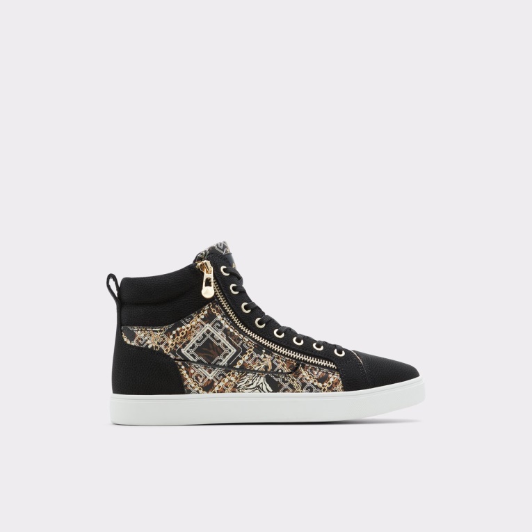 Moda Aldo Popstar High Top Sneaker Cup Sole Negro Sintético Estampado