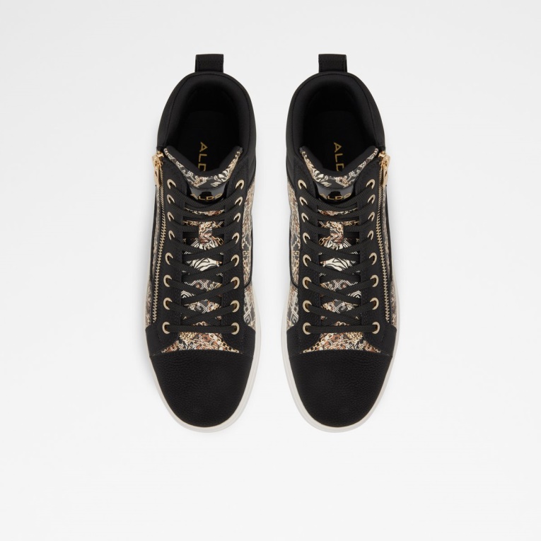 Moda Aldo Popstar High Top Sneaker Cup Sole Negro Sintético Estampado