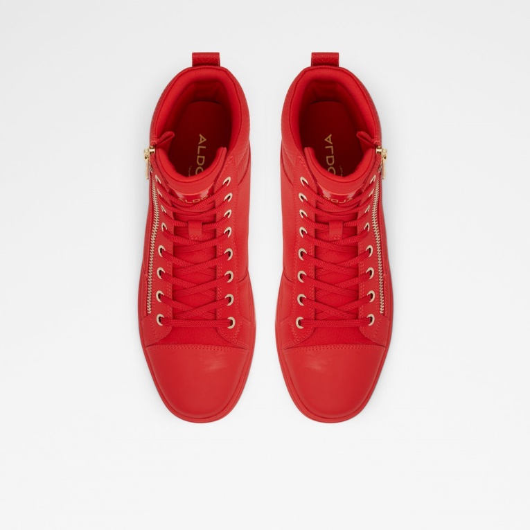 Zapatillas De Deporte Altas De Estilo Popstar De Color Rojo Brillante De Aldo Con Suela De Copa