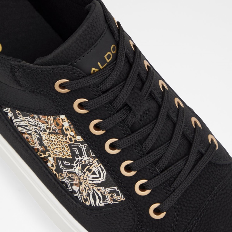 Zapatilla Alta De Caña Alta Popstep Con Estampado Sintético Negro De Aldo Suela De Copa