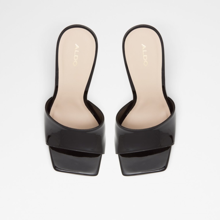Moda Aldo Prisma Tacón Alto Mule Negro