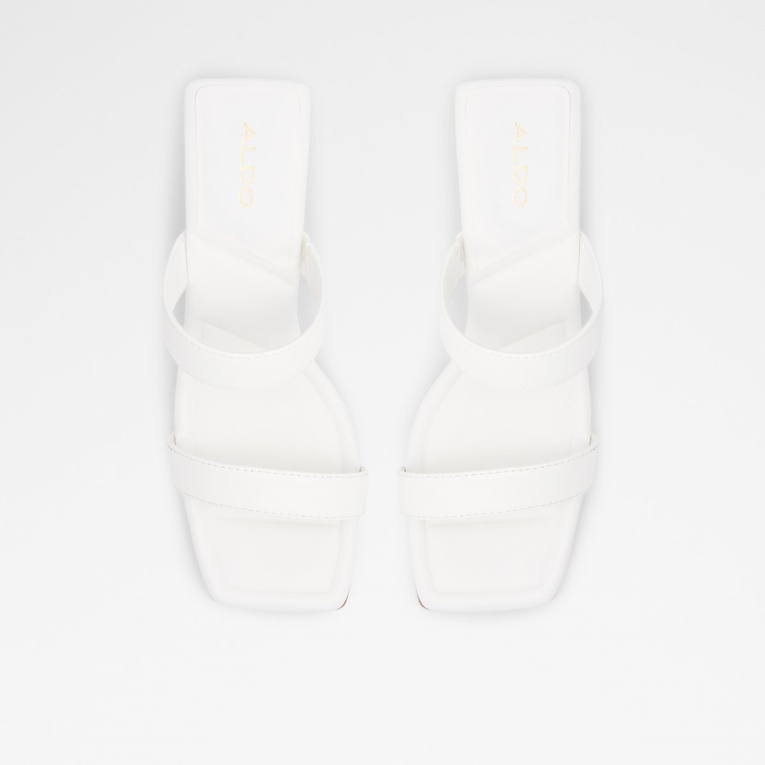 Blanco Ranalassi Mule Con Tacón Suela De Copa Moda Aldo