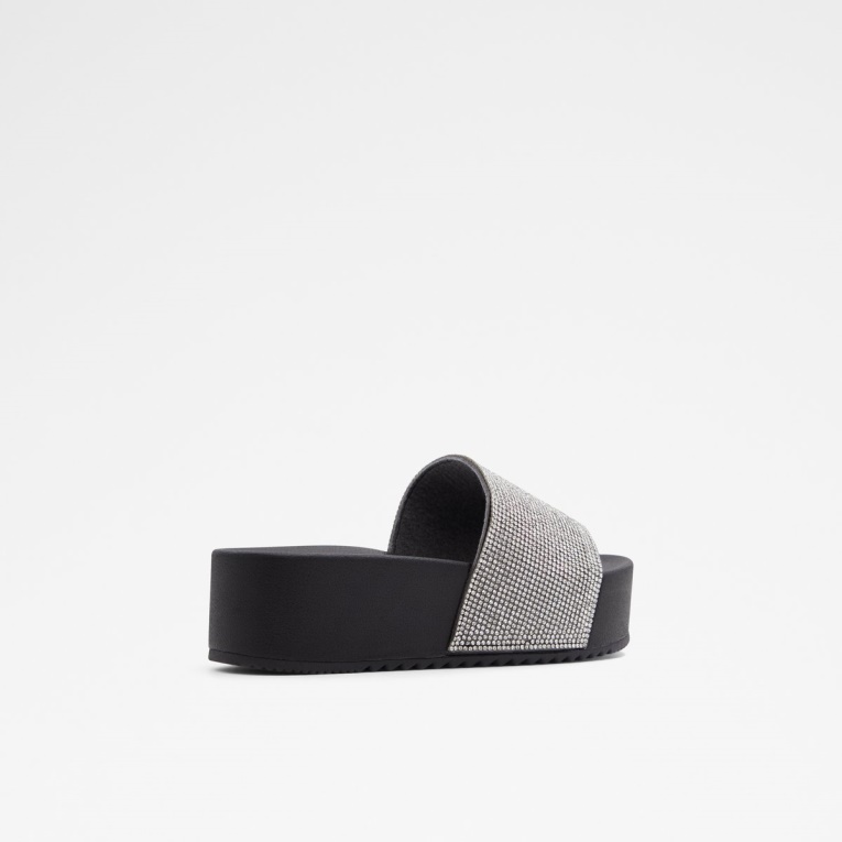 Chanclas Retrógradas Multi Aldo Negras Y Plateadas De Moda