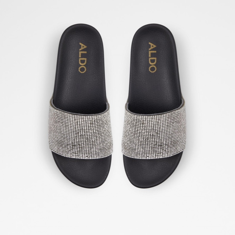 Chanclas Retrógradas Multi Aldo Negras Y Plateadas De Moda