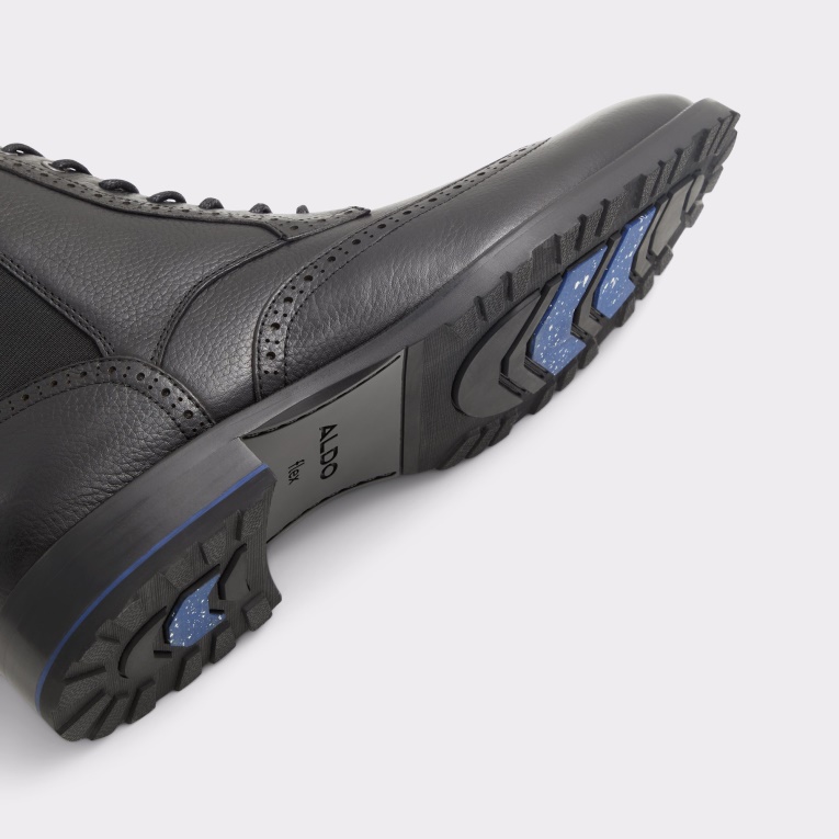 Botines Con Cordones Salinger De Cuero Negro Liso Moda Aldo