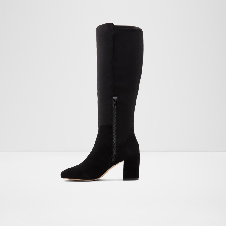 Satori Botas Hasta La Rodilla Tacón Cuadrado Moda Negro Textil Aldo