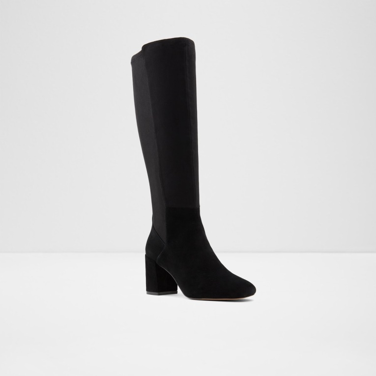 Satori Botas Hasta La Rodilla Tacón Cuadrado Moda Negro Textil Aldo