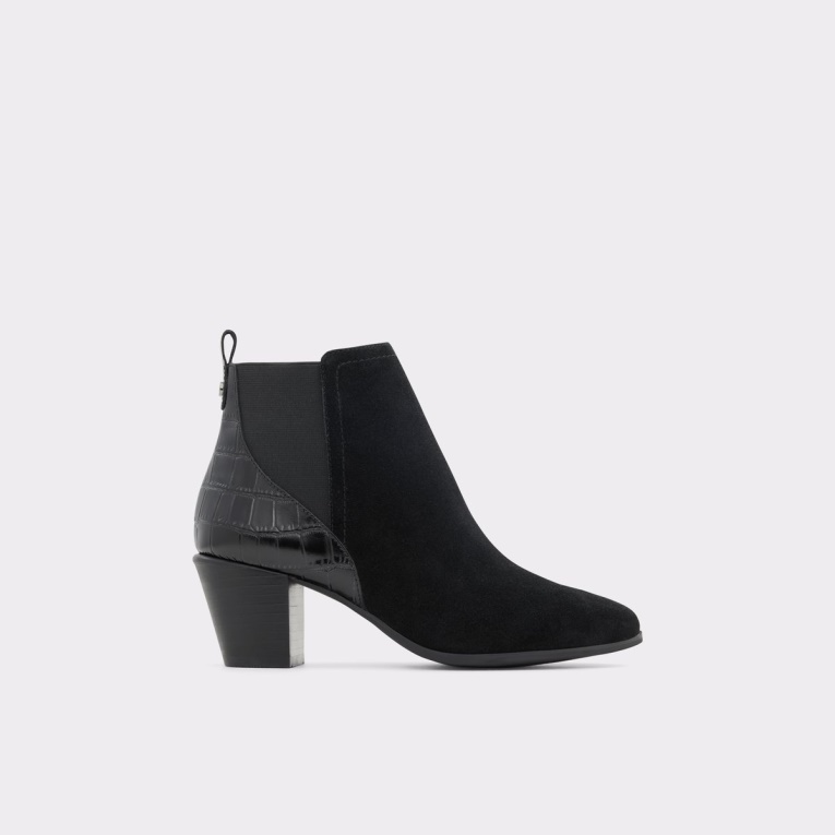 Nueva Llegada Savun Chelsea Bota Tacón De Bloque Moda Negro Cuero Material Mixto Aldo