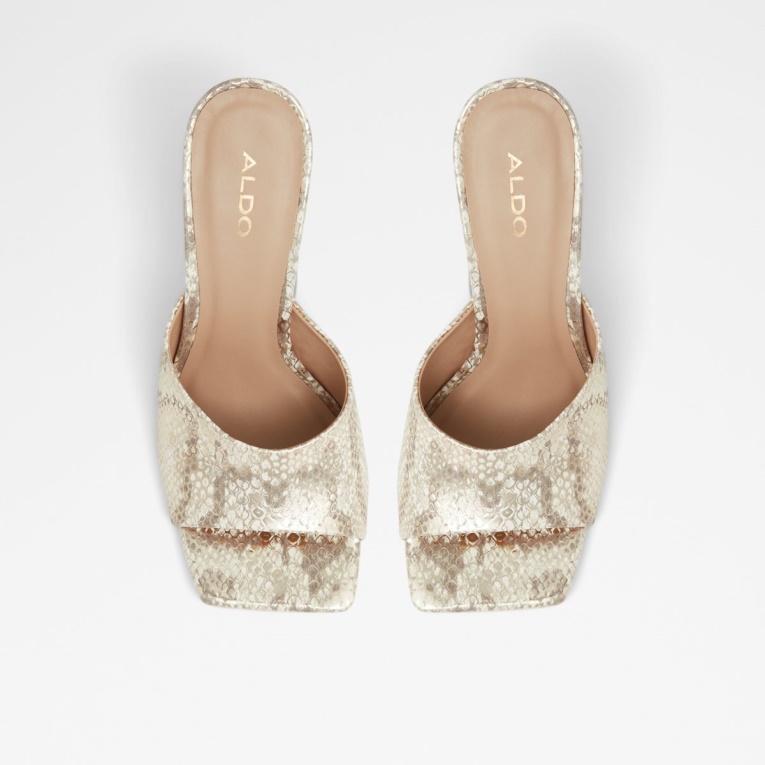 Selah Mule Con Tacón Moda Aldo Gold