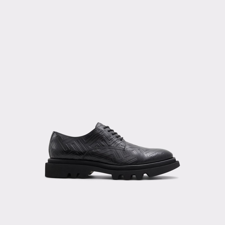 Negro Cuero En Relieve Recién Llegado Sergei Oxford Zapato Suela Aldo Moda