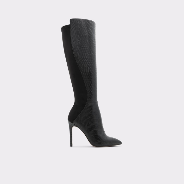 Negro Sintético Serpiente Moda Aldo Sophialaan Bota Alta Tacón Stiletto