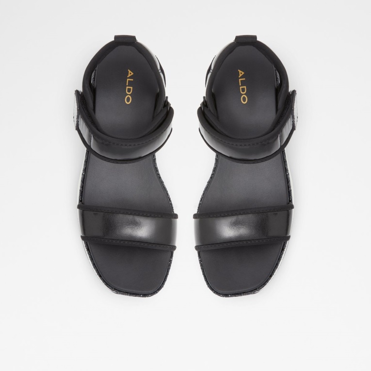 Sandalia Negra Con Cuña Talenagyn De Moda De Aldo