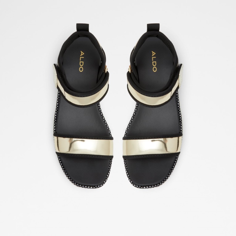 Sandalias De Cuña Talenagyn Multi Talenagyn Negras Y Doradas De Aldo