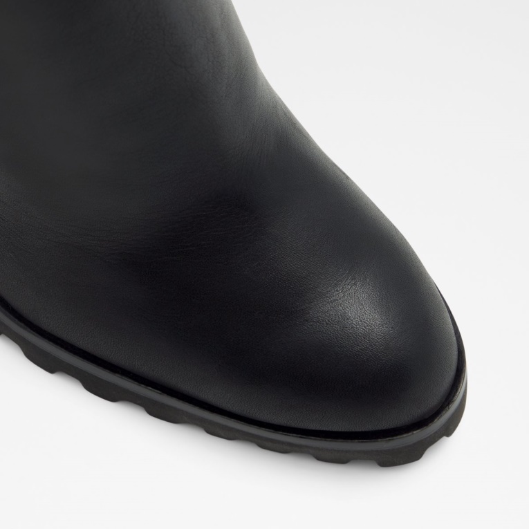 Aldo Tealith Botín Tacón Bloque Negro Cuero Liso Moda