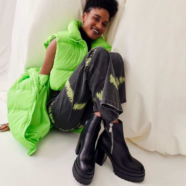 Negro Recién Llegado Botín Con Plataforma Al Revés Suela Dentada Aldo Fashion