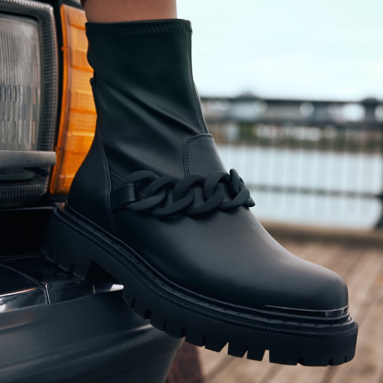 Valedar Botín Suela Dentada Aldo Moda Negro