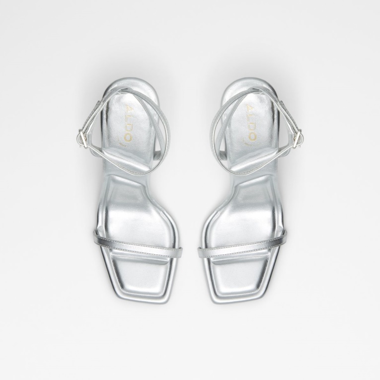 Nueva Llegada Vivanti Sandalia De Tacón Con Correa En El Tobillo Aldo Moda Plata