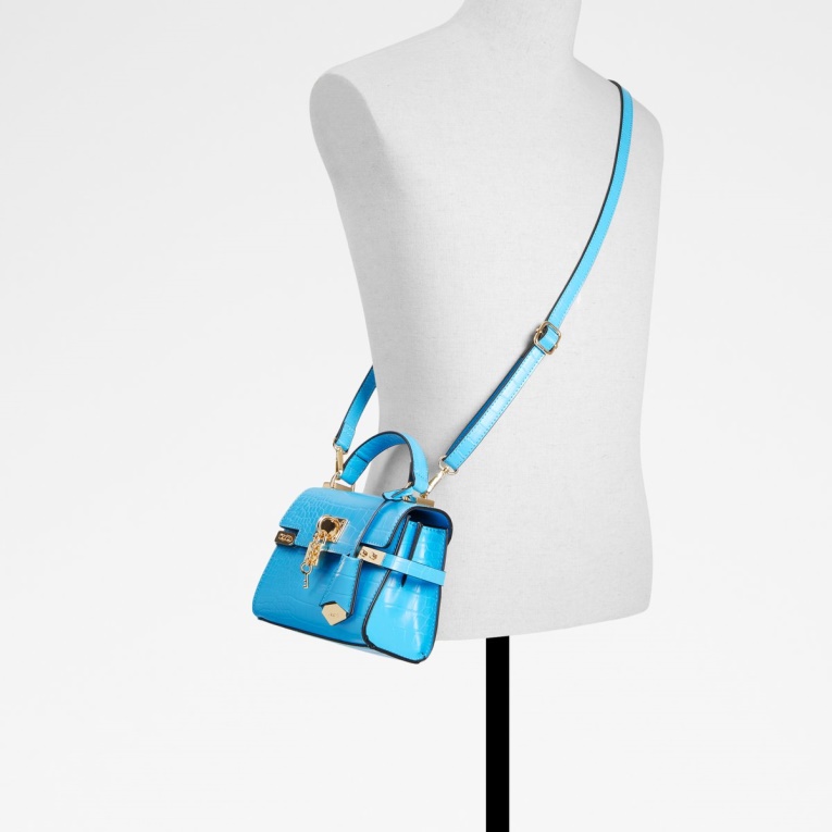 Bolso Azul Brillante De Moda Con Asa Superior De Aldo Vontessa