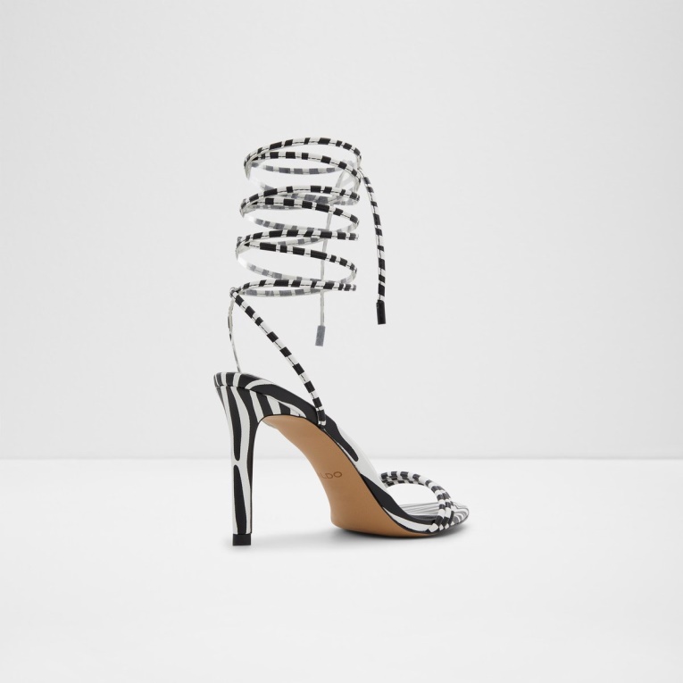 Blanco-negro Moda Aldo Yberrar Sandalia Tiras Tacón Tacón Stiletto