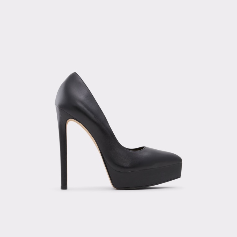 Aldo Moda Negro Aleta Amarilla Zapato De Tacón Alto Tacón De Aguja