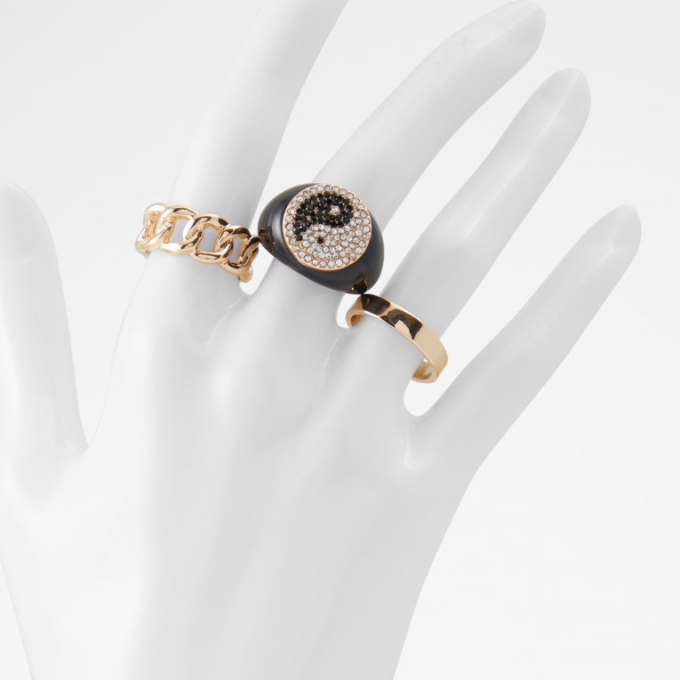 Anillo Multi Zipney Negro Y Dorado Moda Aldo