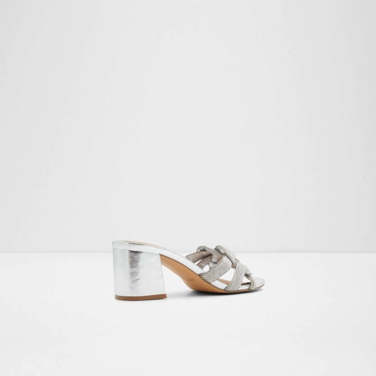 Aldo Sandalias De Tacón Grandly Slip Ons Plata Moda